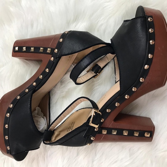 Chase + Chloe Shoes - 🆕️Paige Black Studded Ankle Strap Platform Heel